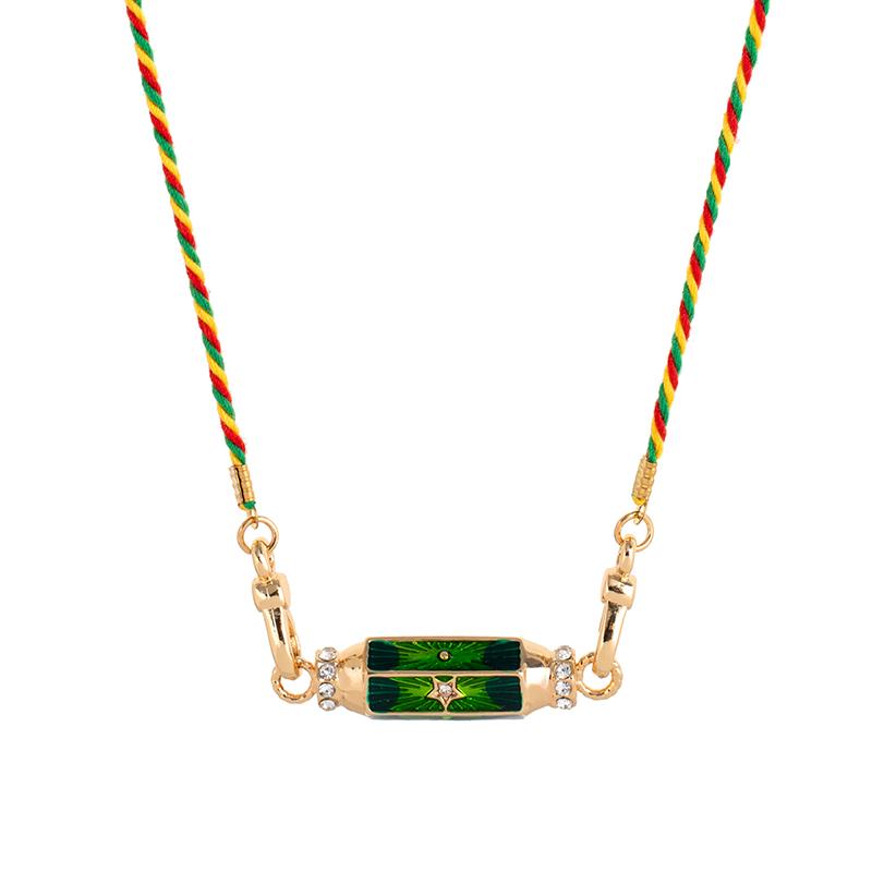 Retro Colored Stainless Steel Pendant Necklace For Women Handmade Braided Rope Chain Jewelry Accessories