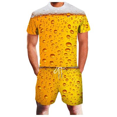 Sommer lässig Pullover Sportbekleidung Anzug Bier 3D gedruckt Herren T-Shirt Anzug