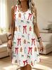 Casual Dames Tankjurk Zomer Mouwloos Ronde Hals 3D Print Losse A-lijn Jurk Strand Vestjurk