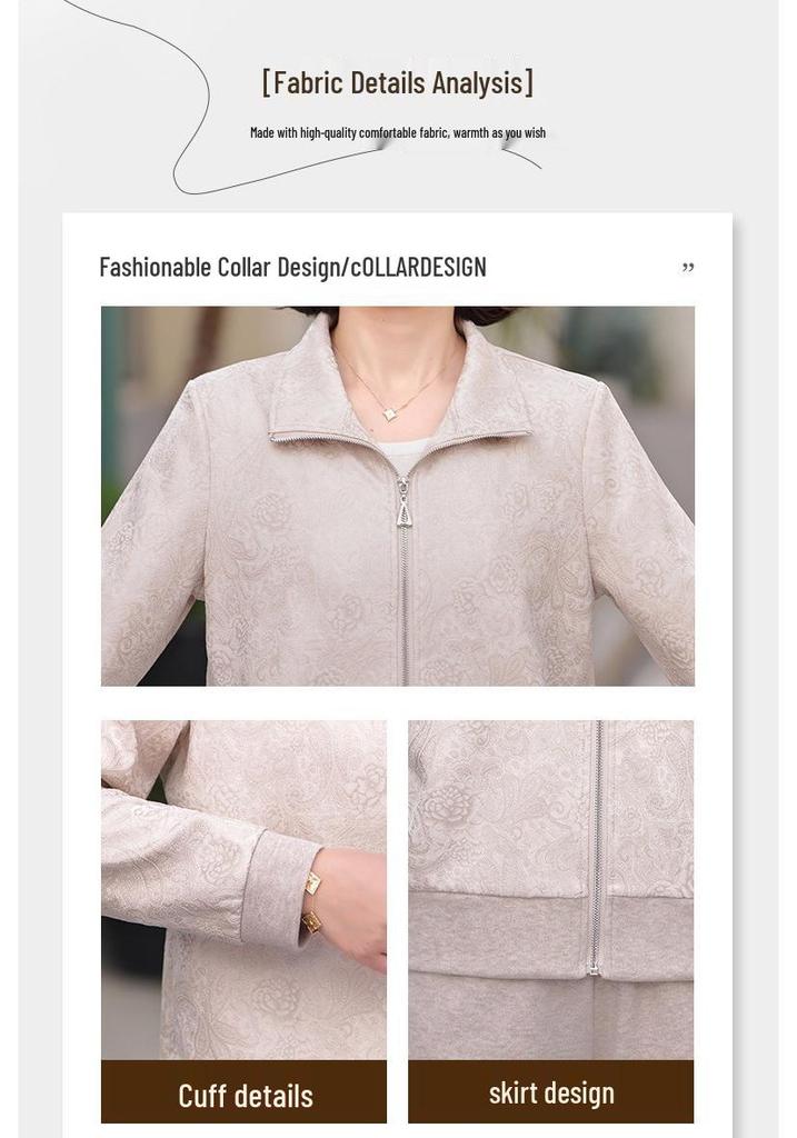 2026 Spring Sports Suit for Mom: Stylish Jacket & Wide-Legged Two-Piece Set for Middle-Aged and Elderly