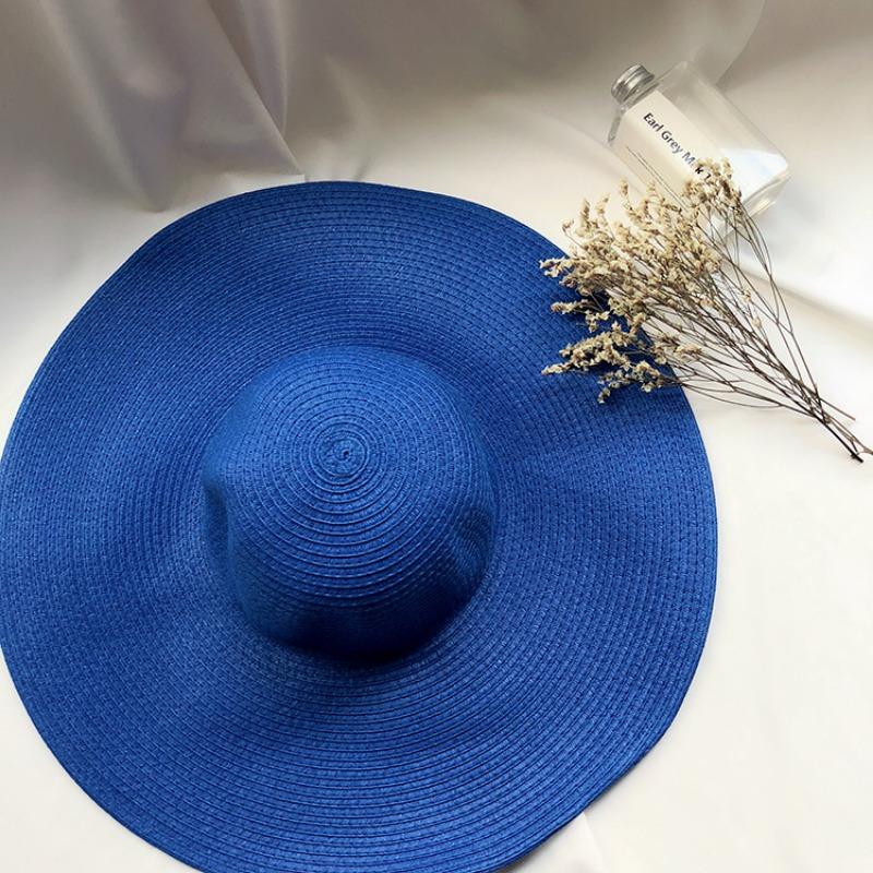 Big brim sun protection straw hat foldable beach hat sun hat children summer vacation film travel seaside sun hat
