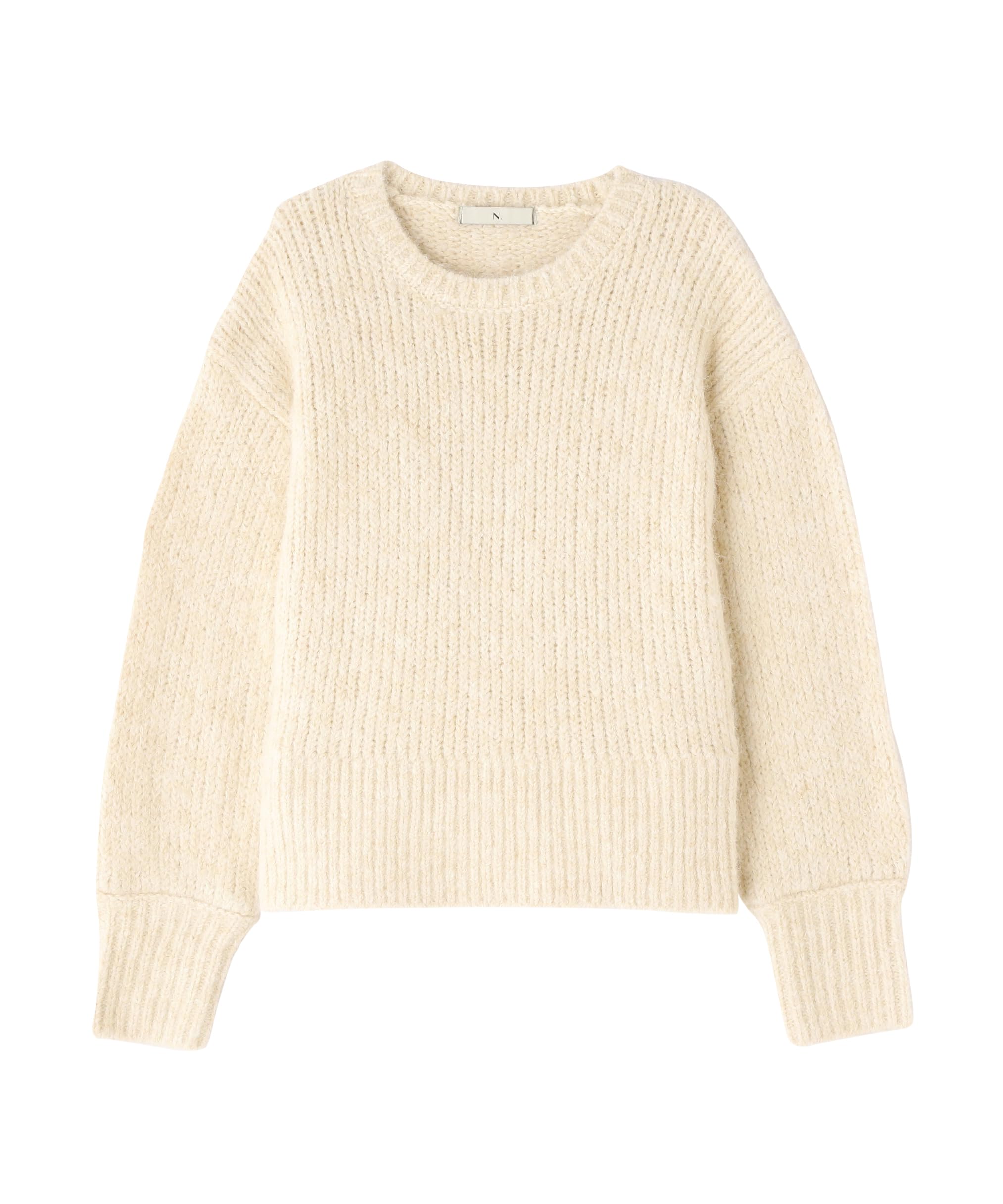 

N Natural Beauty Feather Crew Neck Cream Basic Women s Sweater, кремовый