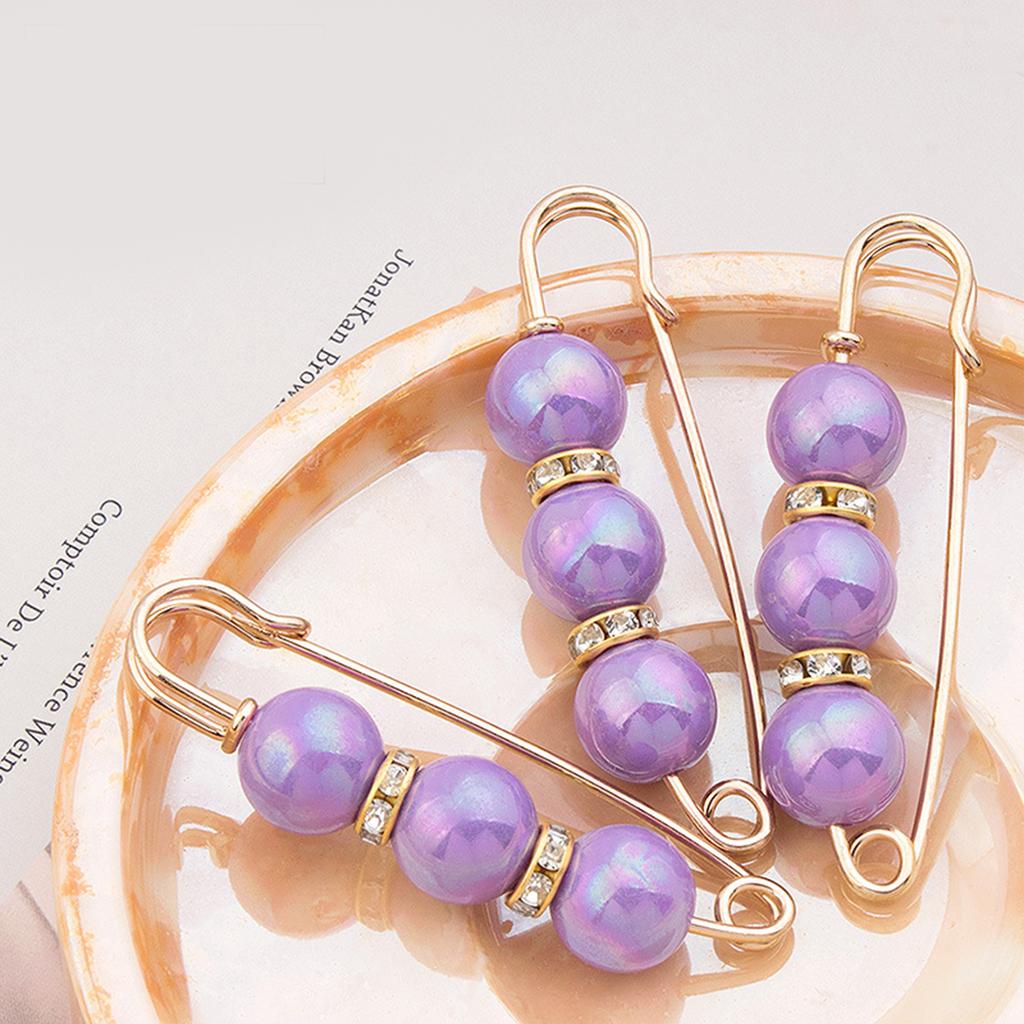 3Pcs Pearl Waist Cincher No Slip Pin Adjustable Waistband Clips for Pants Skirts Safety Pins for Women