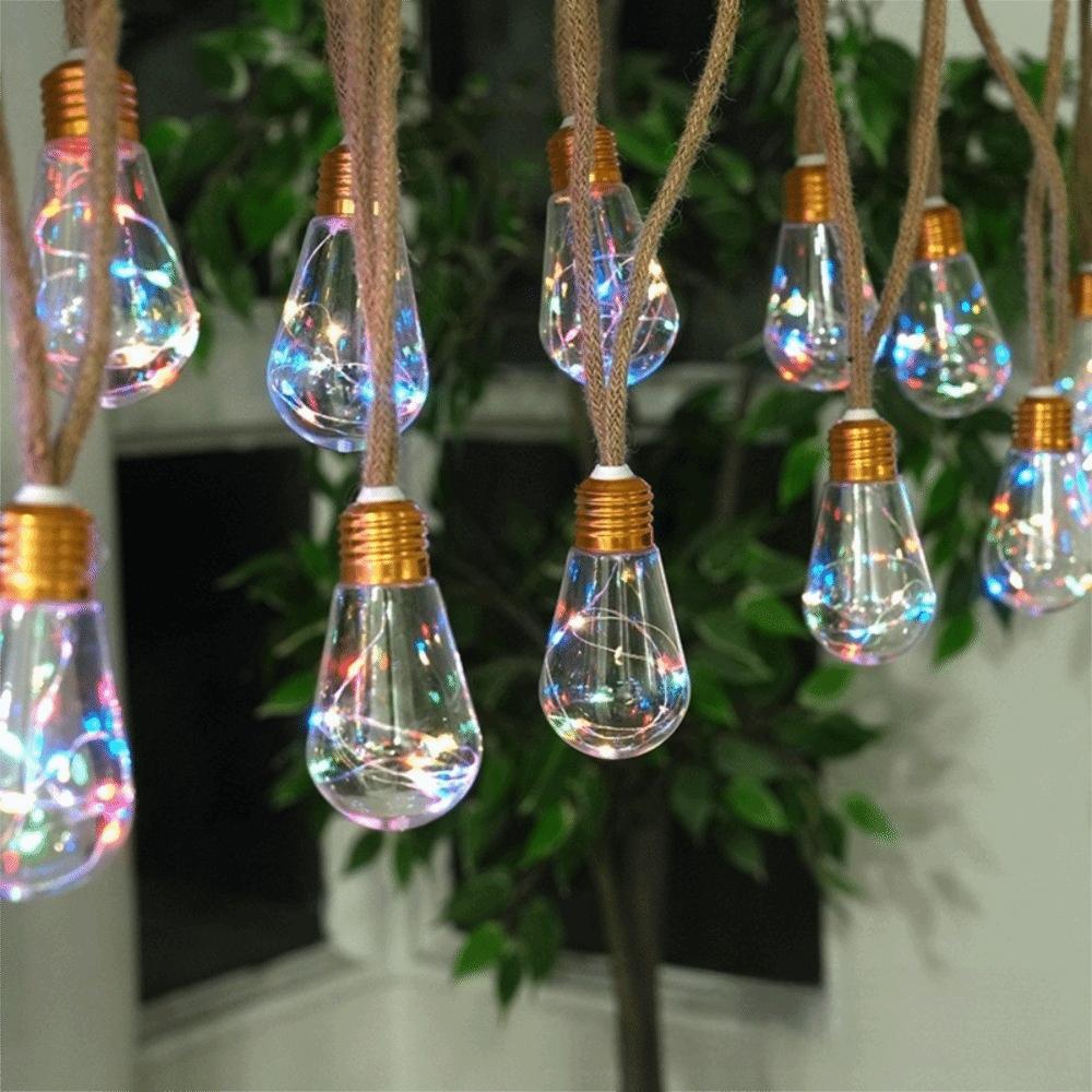 10/16 LED Solar-Lichterkettenbirnen mit Hanfseil Lichterkette Party-Dekoration