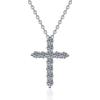 S925 Sterling Silver Moissanite Cross Necklace for Women - Elegant Full Diamond Pendant in Simple Fashion Design.