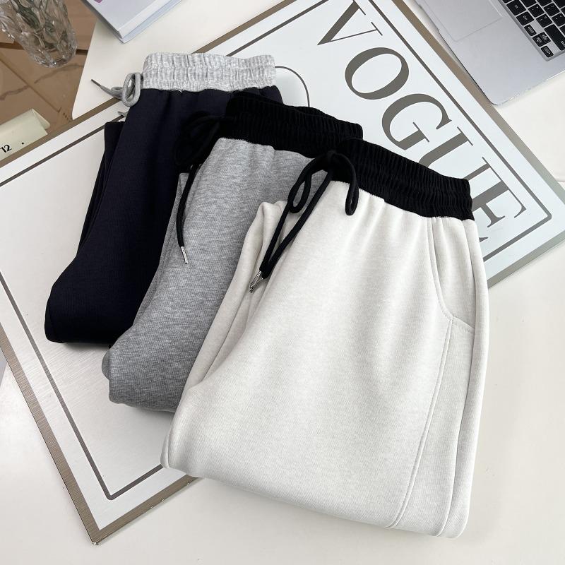 Plus Size Winter Fleece Casual Banana Straight Long Pants For Women