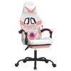 Gaming Chair with Footrest Swivel White & Pink PU Leather
