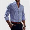 Autumn Winter New Men Clothes Long Sleeve Casual Stripe Shirt 100% Polyester