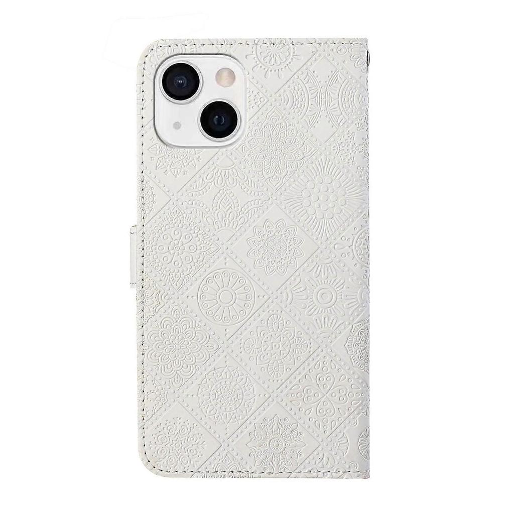 For iPhone 14 Plus Ethnic Style Embossed Pattern Leather Phone Case