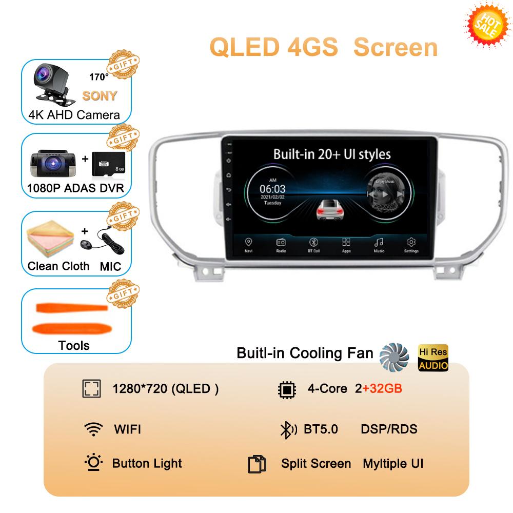 Radio Auto Android 14 Pentru KIA Sportage 4 KX5 2016 2017 2018 Wireless Carplay QLED Player Multimedia Video 4G Navigație MP5 DVD
