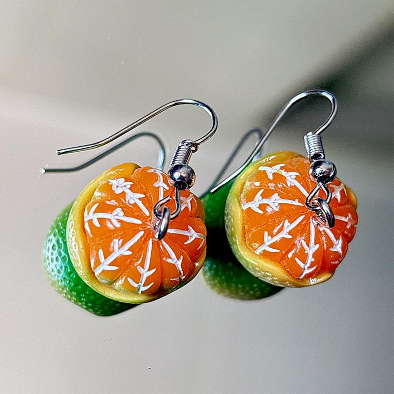 Quirky Orange Pendant Earrings - European & American Fashion Fruit Jewelry