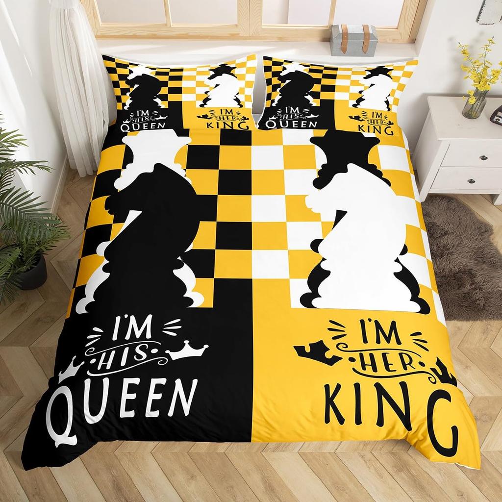 Comforter Valentine'S Day Couple King And Queen Crown Bedding Set For Husband Wife Red Black White His Hers Comforter
