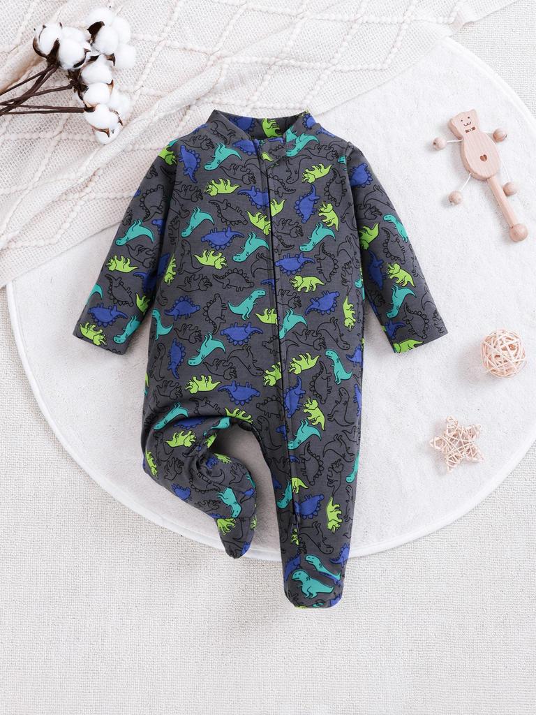Newborn Long Sleeve Bodysuit with Double Zipper for Easy Change - Autumn/Winter Belly Protection, Prevents Chills