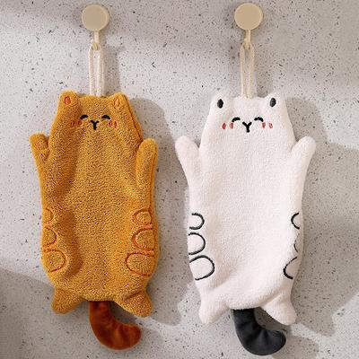 Cartoon Cat Shaped Hand Towel Kitchen Bathroom Hanging Absorbent Hand Towel Household Multi-functional Cleaning Hand Towel
