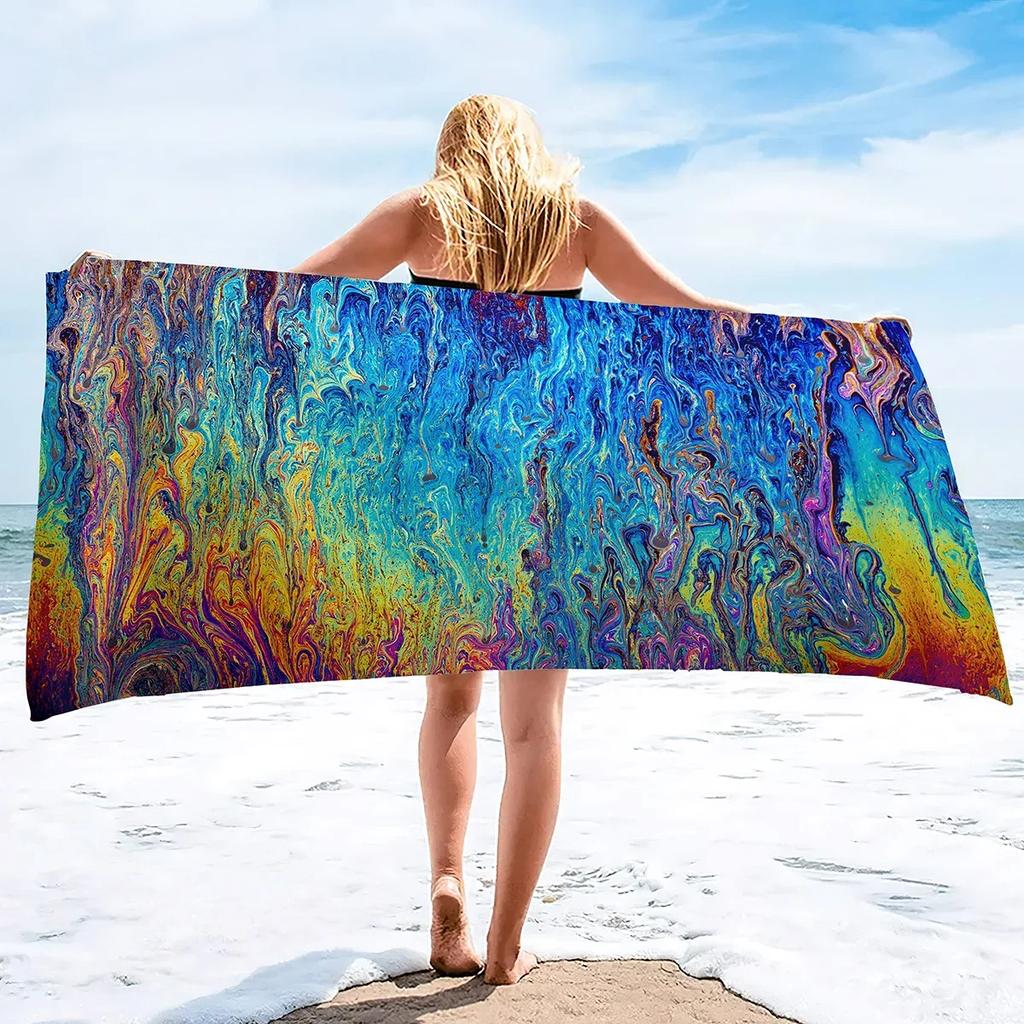 Microfiber Beach Towels Quick Drying Towels,Ink Painting Style Absorbent Sand Free Swim Pool Pool Towels Blanket for Camping