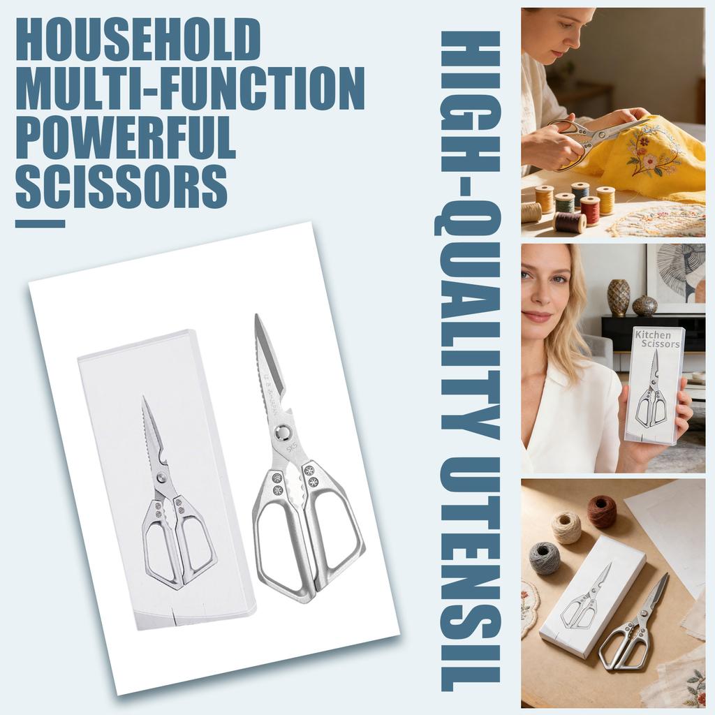 Verdickte Edelstahl Küchenschere, Multifunktional und Leistungsstark zum Schneiden von Hähnchen, Knochen, Lebensmittelschere für den Hausgebrauch