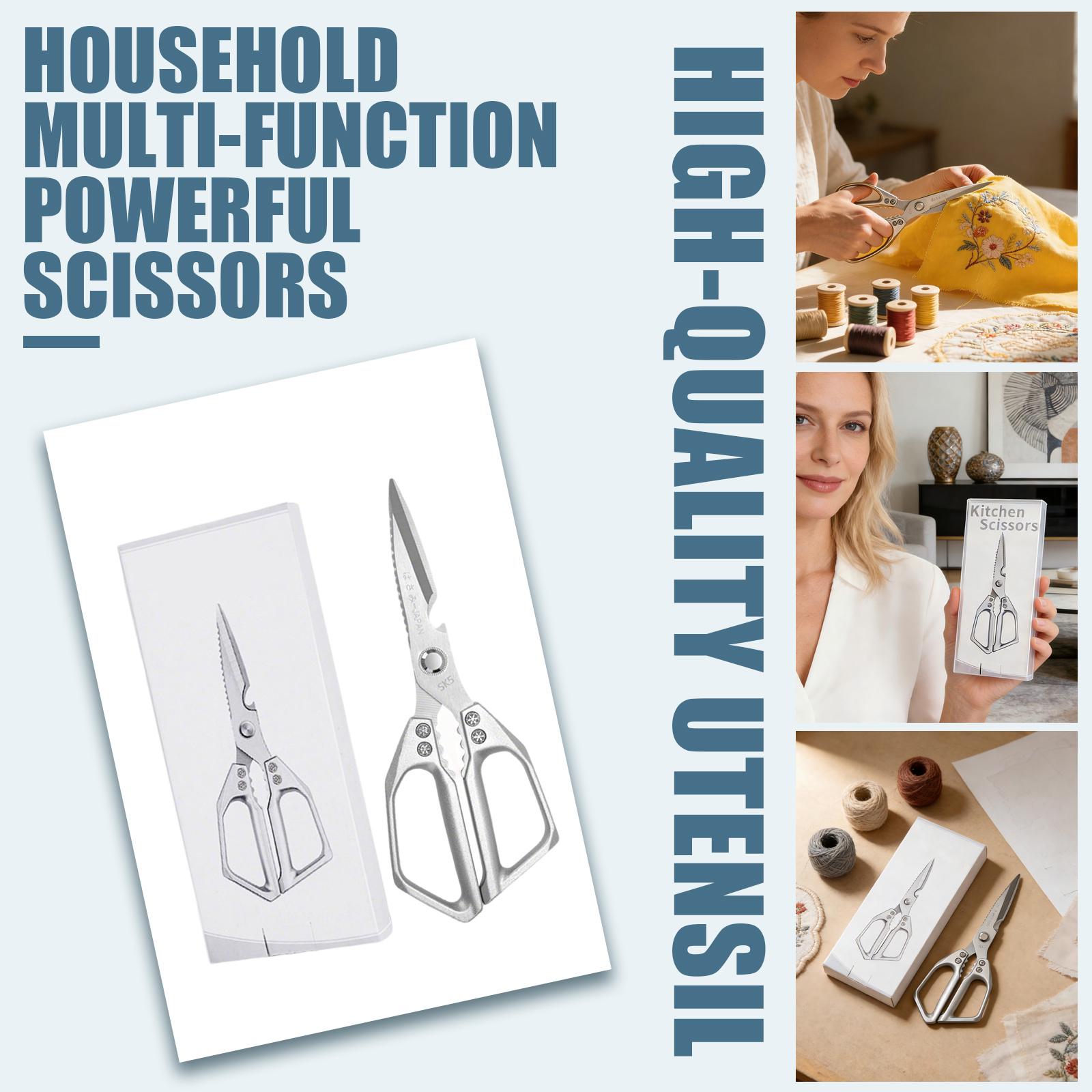 Thickened Stainless Steel Kitchen Scissors, Multifunctional And Powerful For Cutting Chicken,Bones, Food Scissors For Household Use One Size