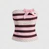 Strawberry Chocolate Contrast Color Strapless Cute Sleeveless Vest for Women