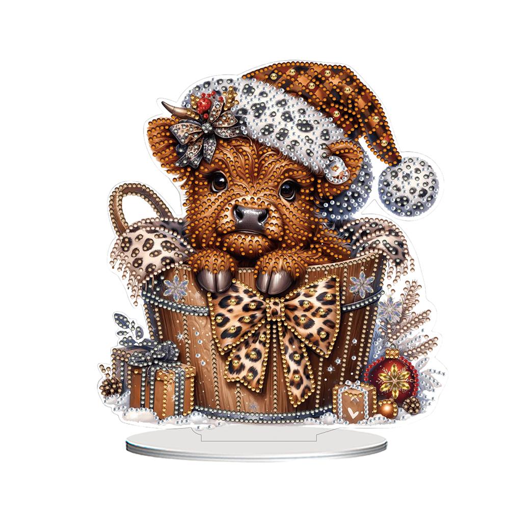

2D Flat Print Christmas Yak DIY Desktop Diamond Art Kits 5D DIY Diamond Art Tabletop Decorations for Home Office Desktop Decor