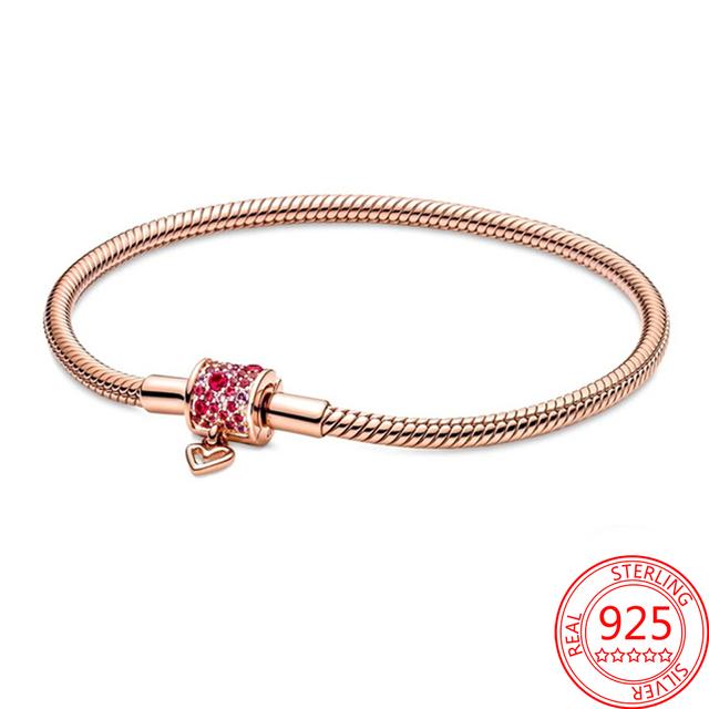 

Подлинный браслет из стерлингового серебра 925 пробы с бесконечным завязанным сердечком в форме буквы T, браслет-змея для свадебной вечеринки, для девушек, ювелирные украшения 17cm