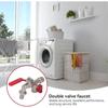 Double Outlet Tap 90 Degree Double Valve Water Tap Outdoor Hose Faucet Brass Double Water Tap for Gardens Patios Boiler Drain