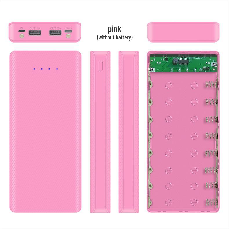 Type-C 8-Slot 18650 Battery Charger & DIY Power Bank Shell Kit