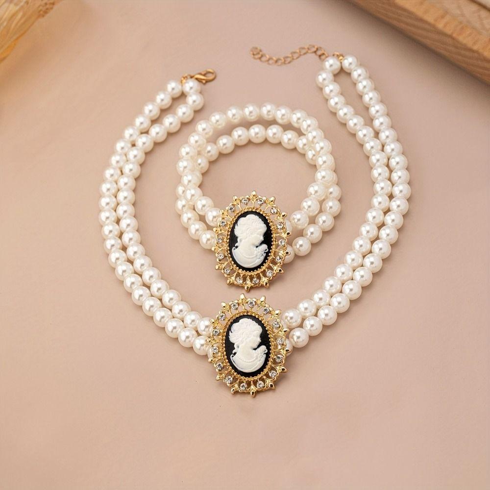 Zircon Pearl Jewelry Sets Multi-layer Bridal Jewelry Sets Necklace Bracelet Earring Set  Gifts