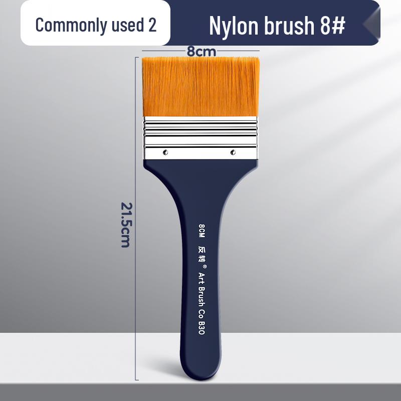 Flat Nylon Paintbrush for Oil, Acrylic, Gouache, Watercolor - Beginner Painting Tool