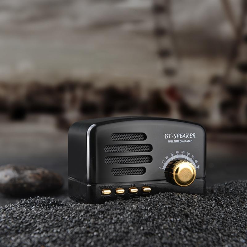 Outdoor Portable Wireless Vintage Stereo Speaker with 1200mAh Capacity Battery Long Battery Life FM Radio TF Card Player