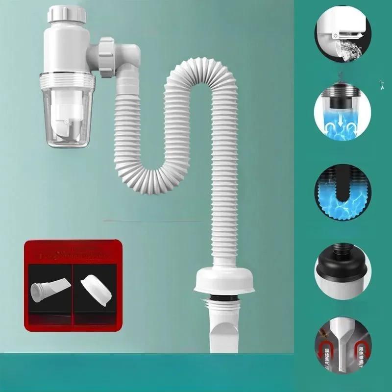

Multifunctional Anti Odor Sink Deodorant Launch Pipe Adapter Drainage Water Joint Ring Kitchen Basin Sewer Branch Fitting Goods белый