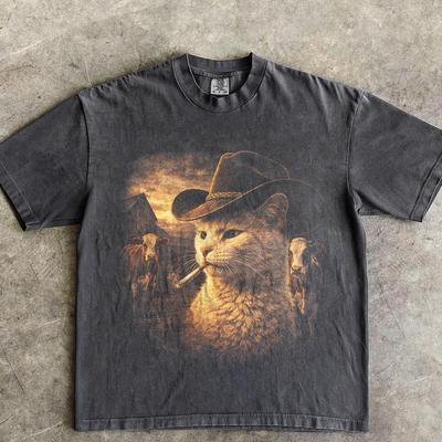Funny Cowboy Cat T-shirt, Meme Shirts, Cats Lover Gift, Gag Gifts, Comfort Colors, Unisex Graphic Tee, Ironic Tshirts, Weird Tees
