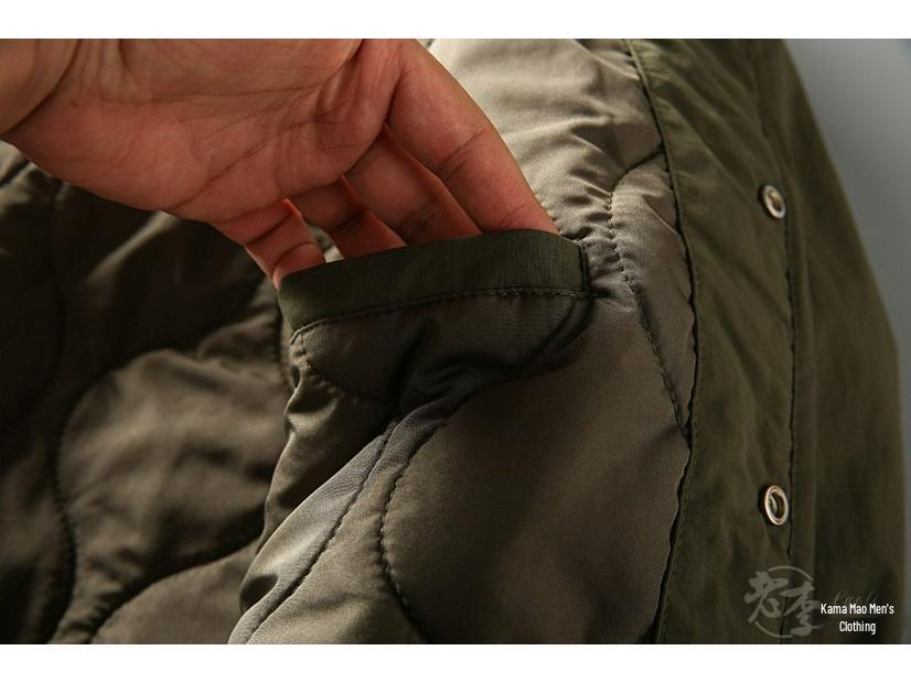 Men's Retro Military-Style V-Neck Cotton Padded Jacket - Autumn/Winter Outdoor Workwear Trend