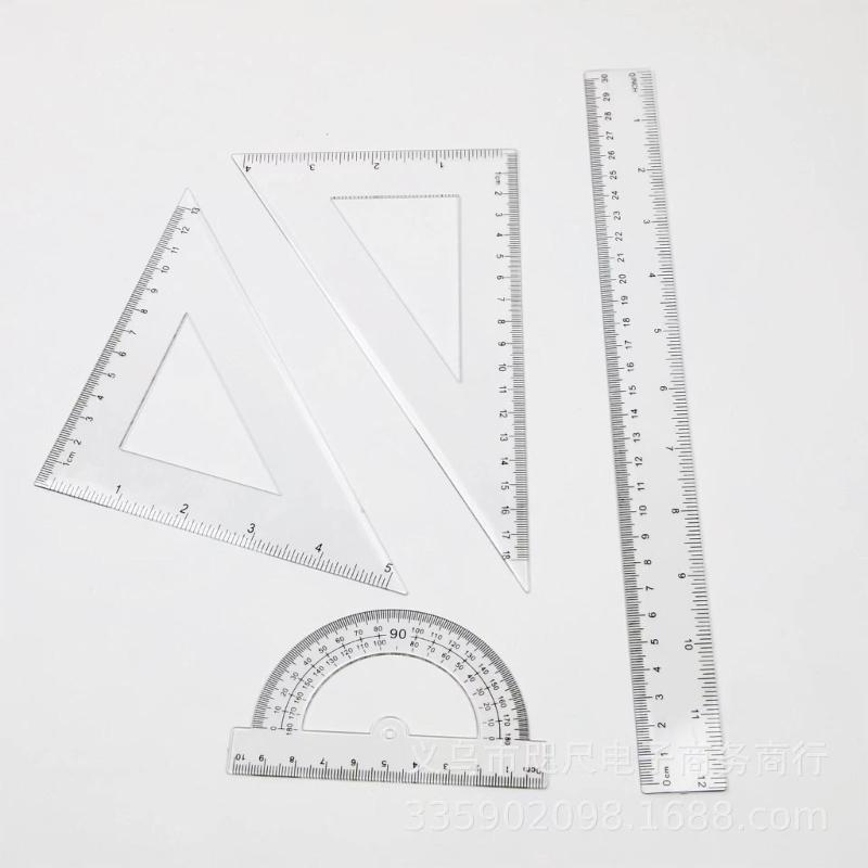6Pcs Student Geometry Tool Multifunctional Geometry Math Set with Straight Ruler Protractor Set Square For School Office