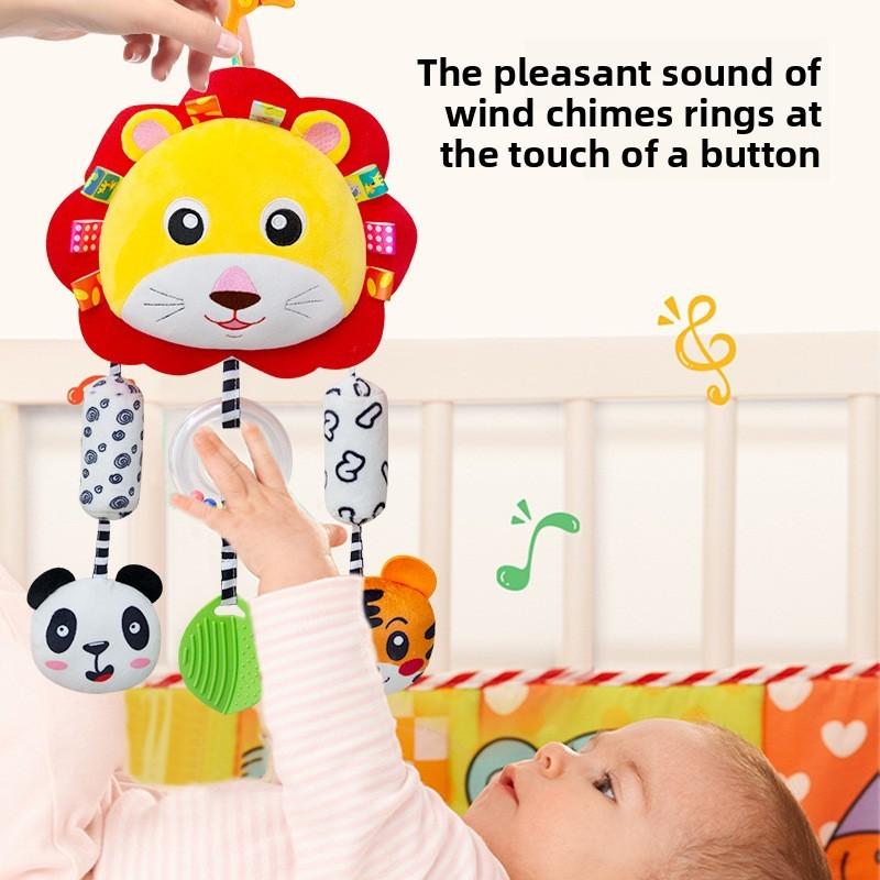 Plüsch-Baby-Autokopfstützen-Rasselspielzeug mit visueller und akustischer Stimulation für Neugeborene und Säuglinge