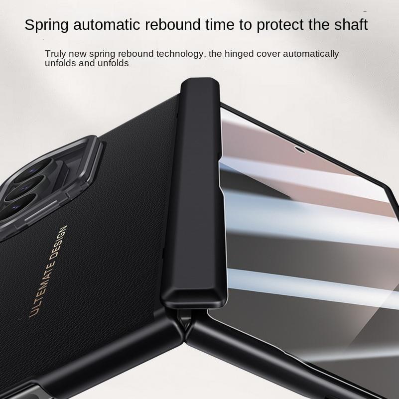 Leather With Privacy Screen Tempered Glass Protector Case For Samsung Galaxy Z Fold7 Spring Hinged Camera Holder Cover