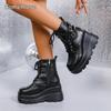 Height Increasing Platform Shoes Chunky Sole Short Boots Autumn British Style Side Zipper Ankle Boots Women's Fashion Botines