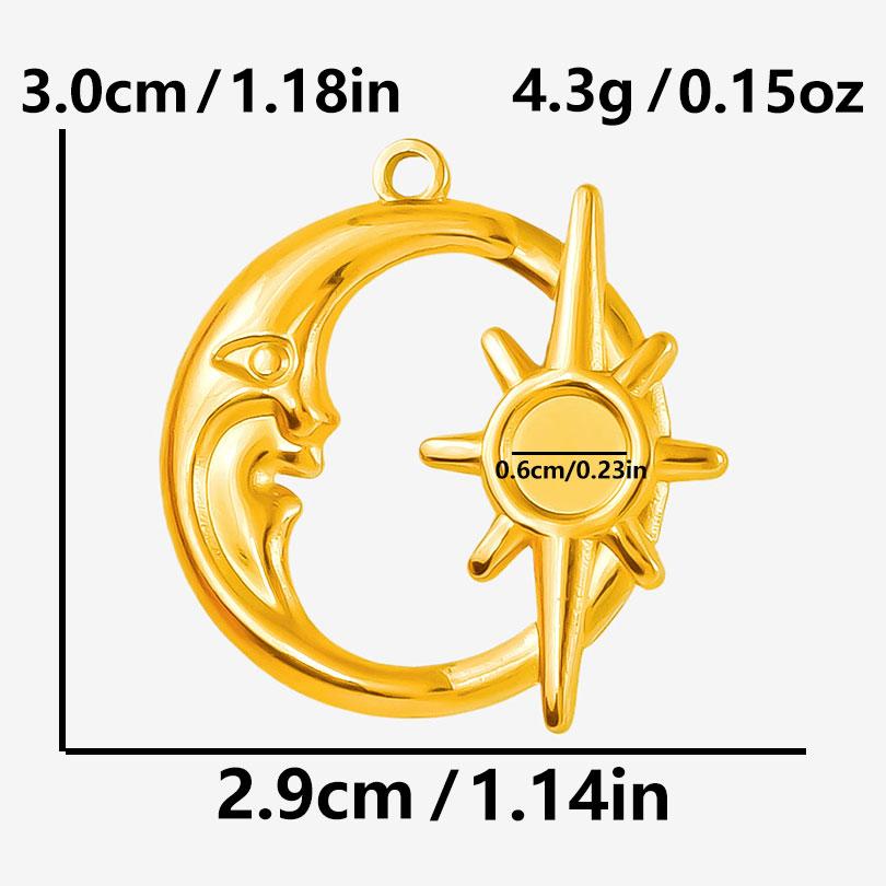 Gold Color Cabochons Accessories Stainless Steel Sun Pendants For Jewelry Making Supplies Blank Base Settings DIY Pendant Charm