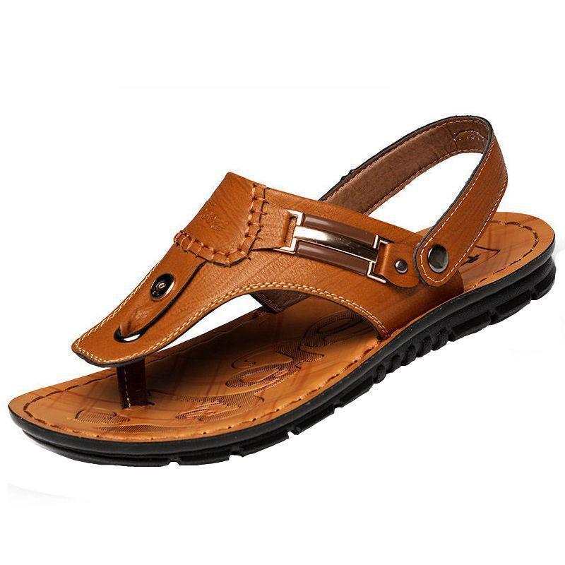 2025 summer new men's sandals men's beach shoes non-slip dual-purpose flip-flops toe trend youth leisure
