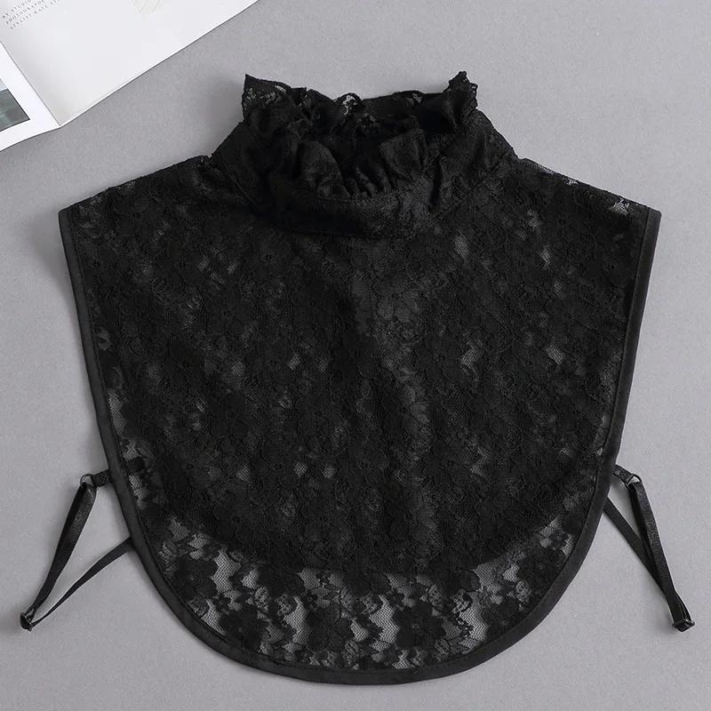Girls Hollow Out Lace Shirt Detachable Fake Collar Shirt Lapel Blouse Top Adjustable Women Clothes Ladies False Collar Decor