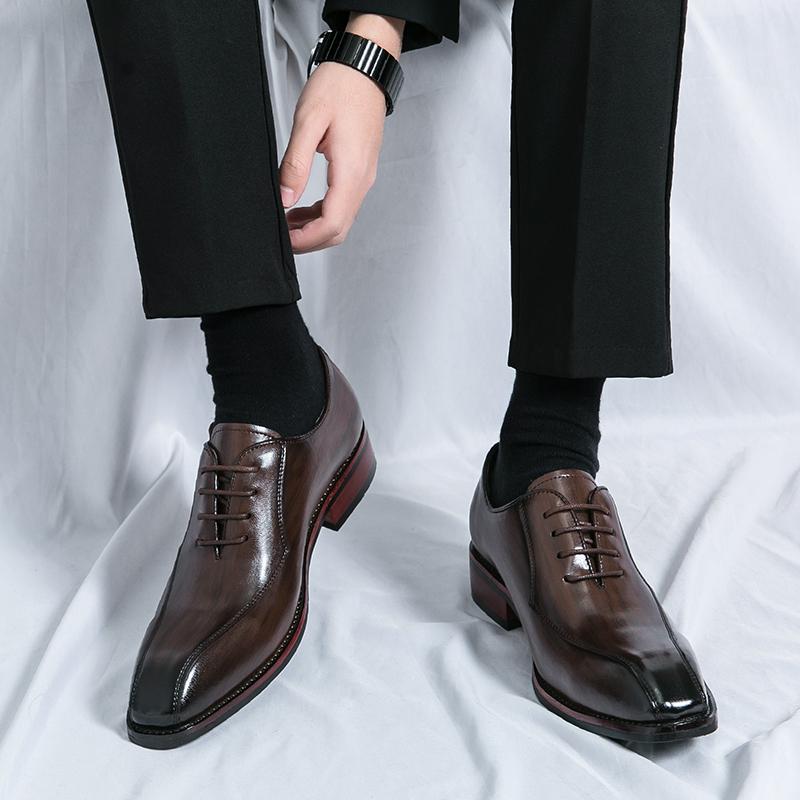 Fashion Business Formal Men's Leather Shoes Retro Versatile Design Style Dress Up Party Adult Elegant Luxury Minimalist Shoes -46 New