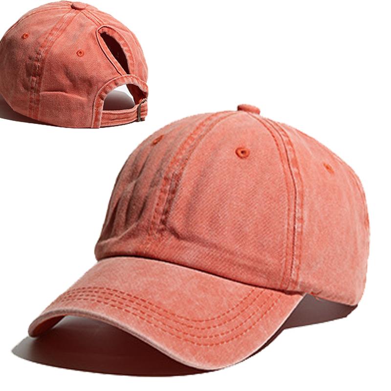 Vintage Ponytail Baseball Cap Women izable Fit Snapback Hat Mesh Distressed Summer Cap Woman Sunhat
