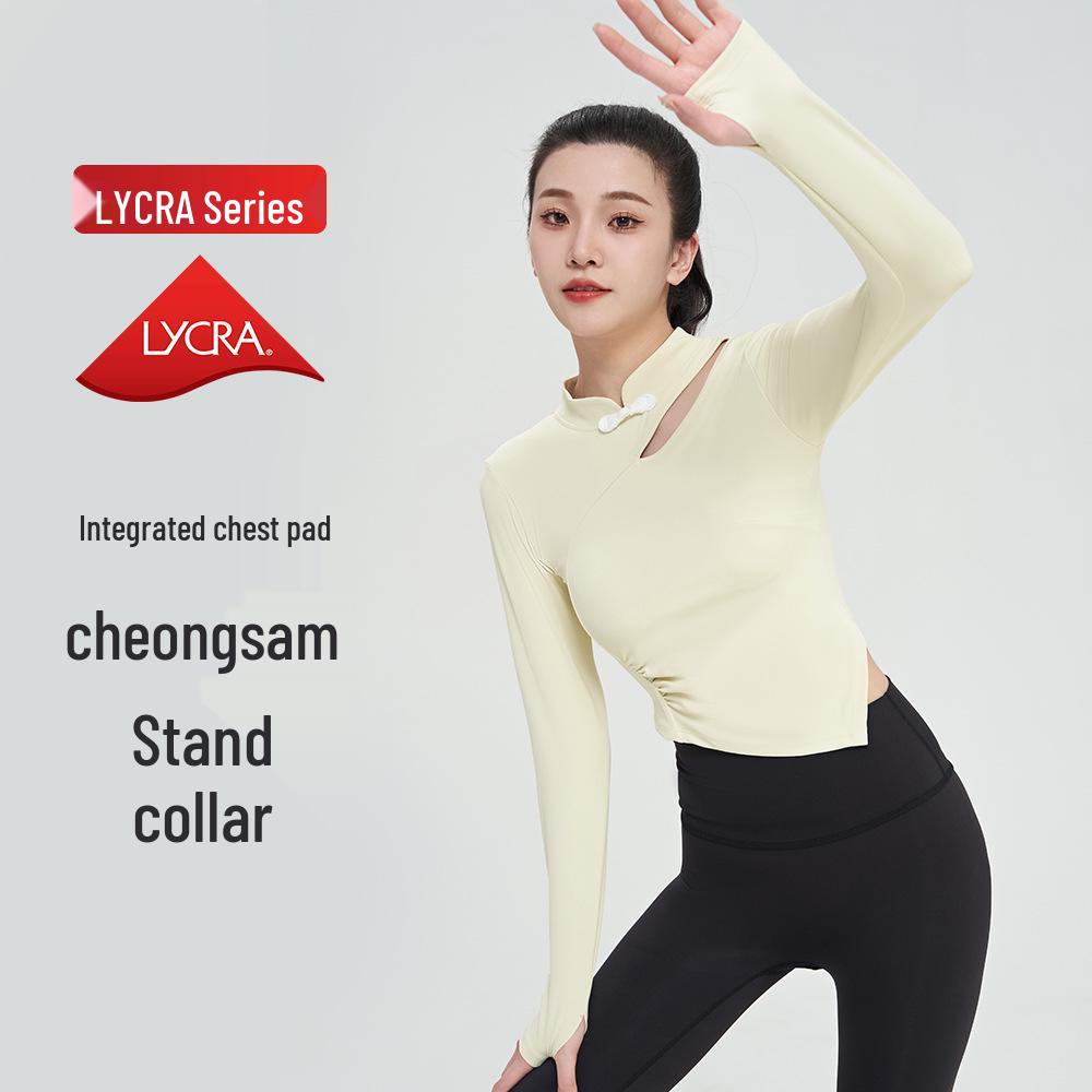 

Slimming Long-Sleeve Cheongsam Collar Yoga and Fitness Top for Women Small