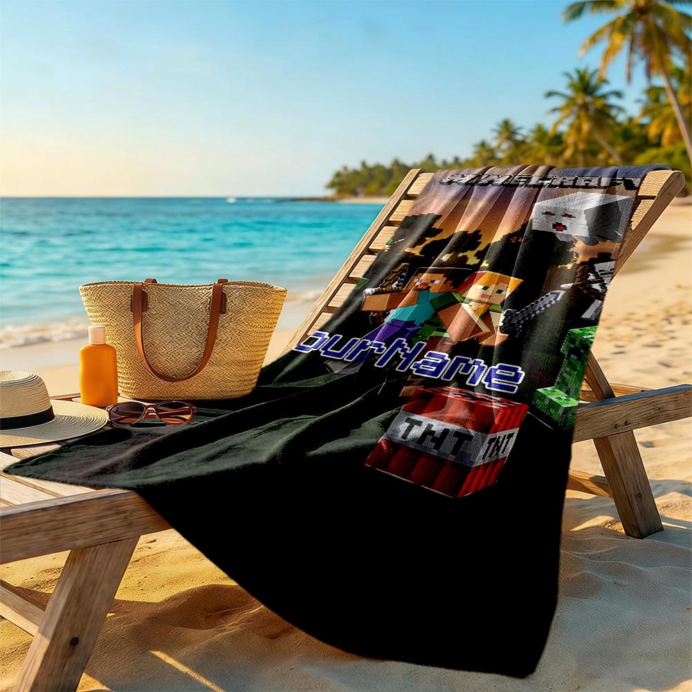 Minecraft Customizable Name Beach Towel Super Soft Microfiber Quickdry Fabric
