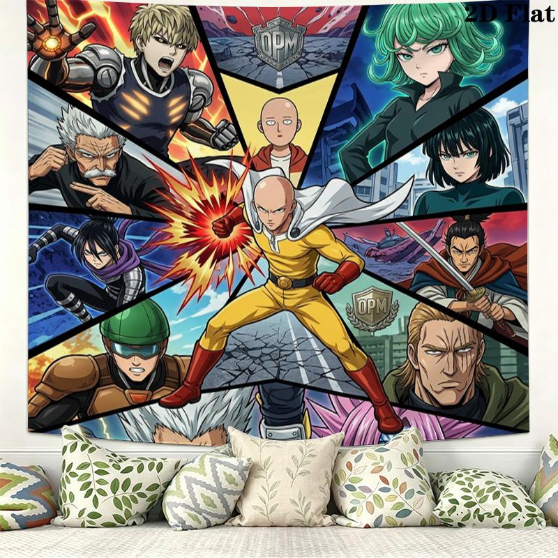 Onepunch Man Wall Tapestry Aesthetic Wall Hanging Printed Fabric Blanket Decorative Tapestries For Bedroom Living Room Home Decor