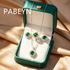 925 Sterling Silver Vintage Classic Emerald Oval Zircon Ring Stud Earrings Pendant Set Ladies Jewelry Gift
