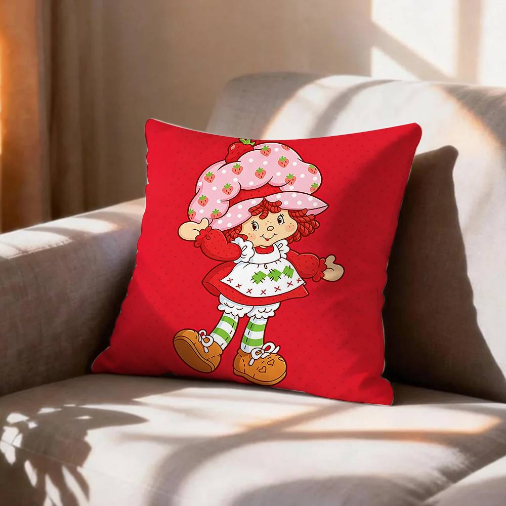 SStrawberry Cartoon SShortcake Girl Pillow Case Pattern Printed Pillowcase For Living Room Sofa Cushion Cover