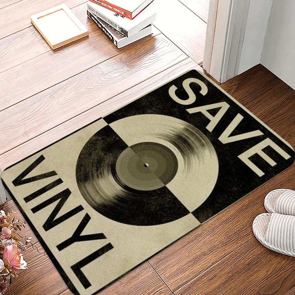 Dont Stop The Music Vinyl Record Area Mat Welcome Mat Retro DJ Lover Gift Non Slip Floor Rug for Home Studio Bedroom Decor Gift