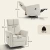 Electric Recliner with Reclining Function, Adjustable Backrest, Headrest, for Living Room, Cream White