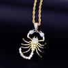 Hip Hop Men Gold Color Animal Scorpion Necklace Pendant With Rope Chain Bling Cubic Zircon Cool Men's Rock Biker Jewelry Gift