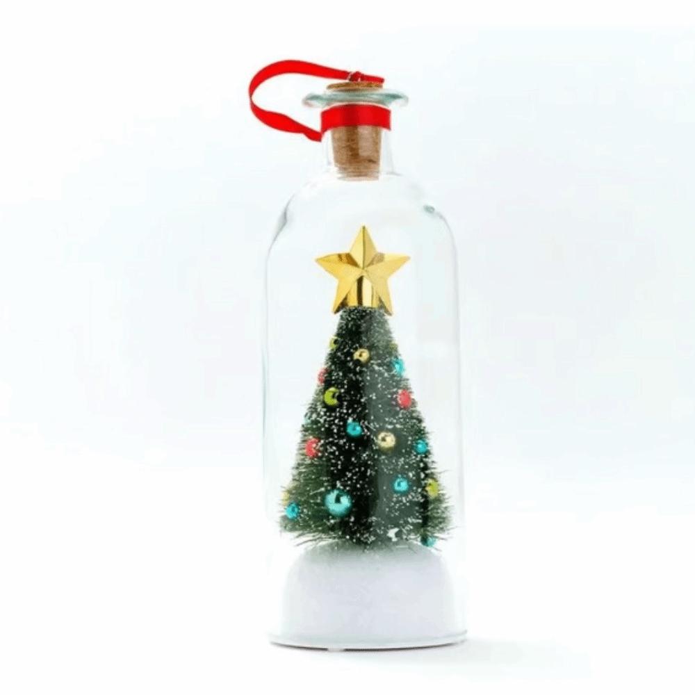 Recordable Christmas Tree Message Bottle Christmas Tree Ornaments Christmas Props Snowy Scene in Nostalgic Bottle